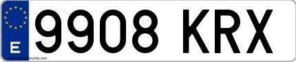 Ejemplo de matrícula española 9908 KRX