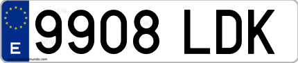Ejemplo de matrícula de coche ordinaria 9908 LDK