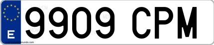Ejemplo de matrícula española 9909 CPM