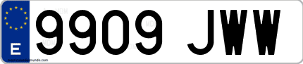 Ejemplo de matrícula de coche ordinaria 9909 JWW