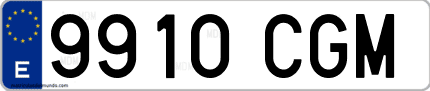 Ejemplo de matrícula de coche ordinaria 9910 CGM