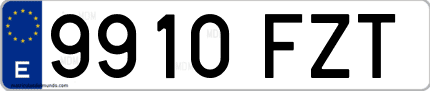 Ejemplo de matrícula de coche ordinaria 9910 FZT