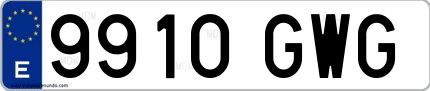 Ejemplo de matrícula española 9910 GWG
