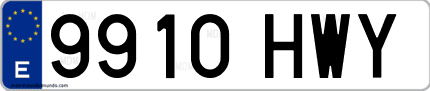 Ejemplo de matrícula de coche ordinaria 9910 HWY