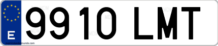 Ejemplo de matrícula de coche ordinaria 9910 LMT
