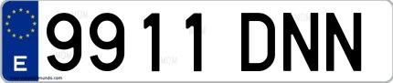 Ejemplo de matrícula española 9911 DNN