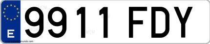 Ejemplo de matrícula española 9911 FDY