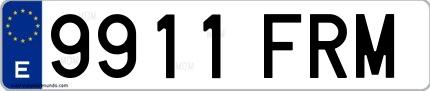 Ejemplo de matrícula española 9911 FRM