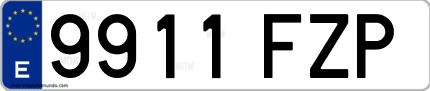 Ejemplo de matrícula de coche ordinaria 9911 FZP