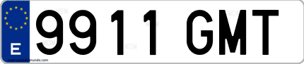 Ejemplo de matrícula de coche ordinaria 9911 GMT