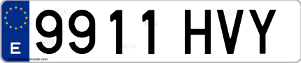 Ejemplo de matrícula de coche ordinaria 9911 HVY