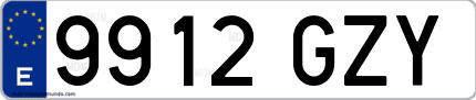Ejemplo de matrícula de coche ordinaria 9912 GZY