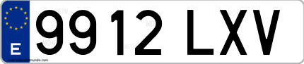 Ejemplo de matrícula de coche ordinaria 9912 LXV