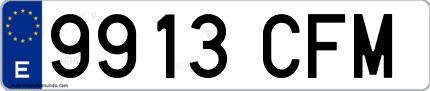 Ejemplo de matrícula de coche ordinaria 9913 CFM