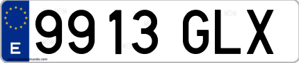 Ejemplo de matrícula de coche ordinaria 9913 GLX