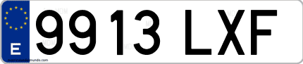 Ejemplo de matrícula de coche ordinaria 9913 LXF