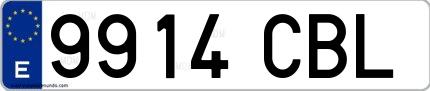 Ejemplo de matrícula de coche ordinaria 9914 CBL