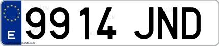 Ejemplo de matrícula española 9914 JND