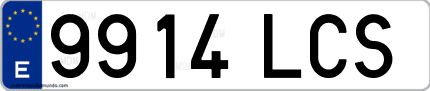 Ejemplo de matrícula de coche ordinaria 9914 LCS