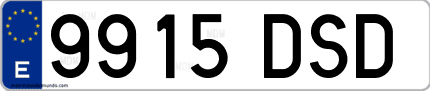 Ejemplo de matrícula de coche ordinaria 9915 DSD