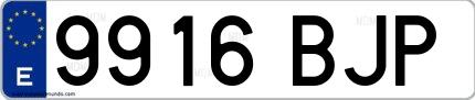 Ejemplo de matrícula española 9916 BJP
