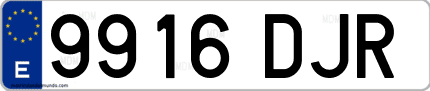 Ejemplo de matrícula de coche ordinaria 9916 DJR