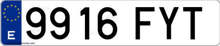 Ejemplo de matrícula de coche ordinaria 9916 FYT