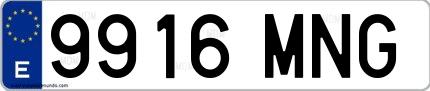 Ejemplo de matrícula española 9916 MNG