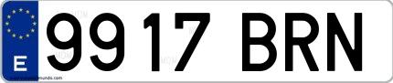 Ejemplo de matrícula española 9917 BRN