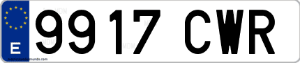 Ejemplo de matrícula de coche ordinaria 9917 CWR