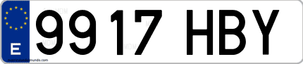 Ejemplo de matrícula de coche ordinaria 9917 HBY
