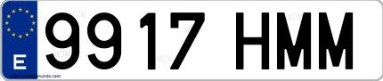 Ejemplo de matrícula española 9917 HMM