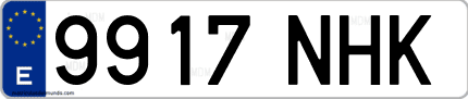 Ejemplo de matrícula de coche ordinaria 9917 NHK