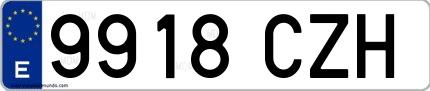 Ejemplo de matrícula de coche ordinaria 9918 CZH