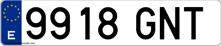 Ejemplo de matrícula de coche ordinaria 9918 GNT