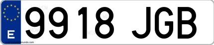 Ejemplo de matrícula española 9918 JGB