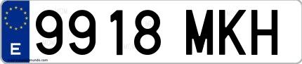 Ejemplo de matrícula de coche ordinaria 9918 MKH