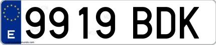 Ejemplo de matrícula española 9919 BDK