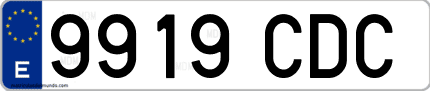 Ejemplo de matrícula de coche ordinaria 9919 CDC