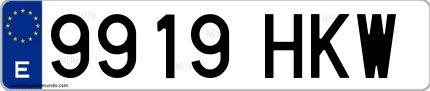 Ejemplo de matrícula española 9919 HKW