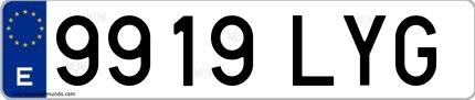 Ejemplo de matrícula española 9919 LYG