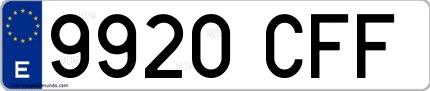Ejemplo de matrícula española 9920 CFF