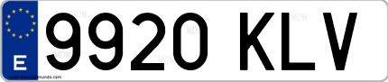 Ejemplo de matrícula de coche ordinaria 9920 KLV