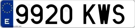 Ejemplo de matrícula española 9920 KWS
