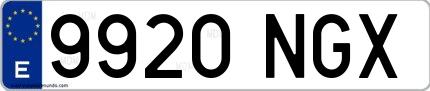 Ejemplo de matrícula española 9920 NGX
