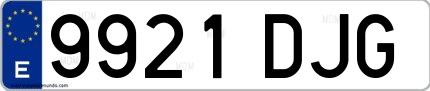 Ejemplo de matrícula española 9921 DJG
