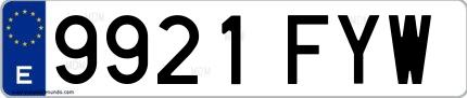 Ejemplo de matrícula española 9921 FYW
