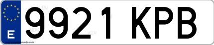 Ejemplo de matrícula española 9921 KPB