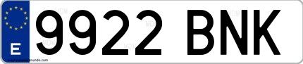 Ejemplo de matrícula española 9922 BNK