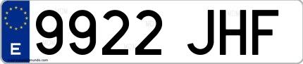 Ejemplo de matrícula española 9922 JHF